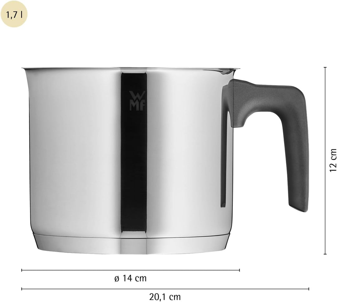 WMF Milchtopf Induktion ohne Deckel 14 cm, kleiner Topf 1,7l, Cromargan Edelstahl poliert, Schüttran