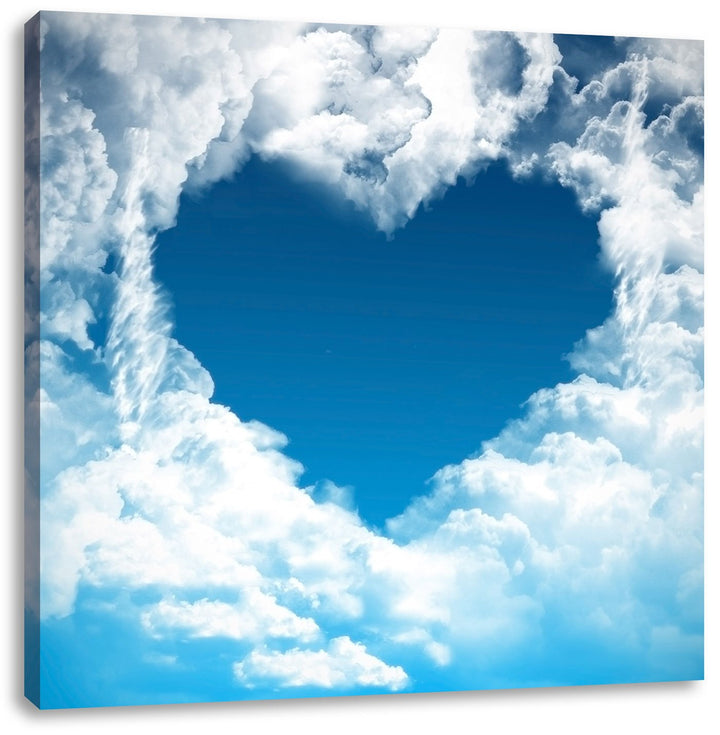 Pixxprint Romantisches Herz in den Wolken als Leinwandbild | Grösse: 70x70 cm | Wandbild | Kunstdruc