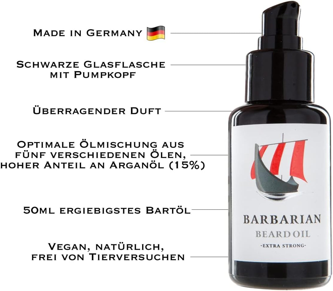 Bartöl Bartpflege Made in Germany - Mr. Burton´s Barbarian Beard Oil - 50ml natürlich mit Arganöl ve