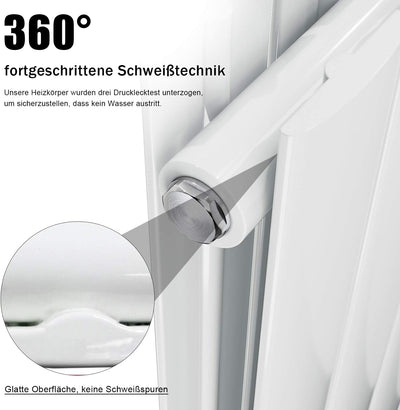 ELEGANT Design Heizkörper 630x616mm Doppellagig Badezimmer/Wohnraum Seitenanschluss Weiss Flachheizk