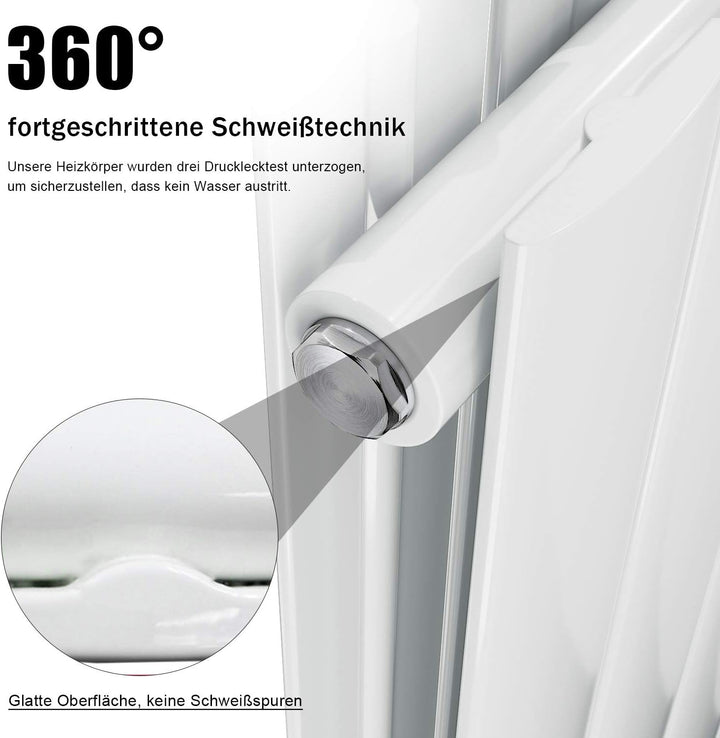 ELEGANT Design Heizkörper Horizontal mit Chrom Multiblock 630x616mm Doppellagig Weiss Badezimmer/Woh