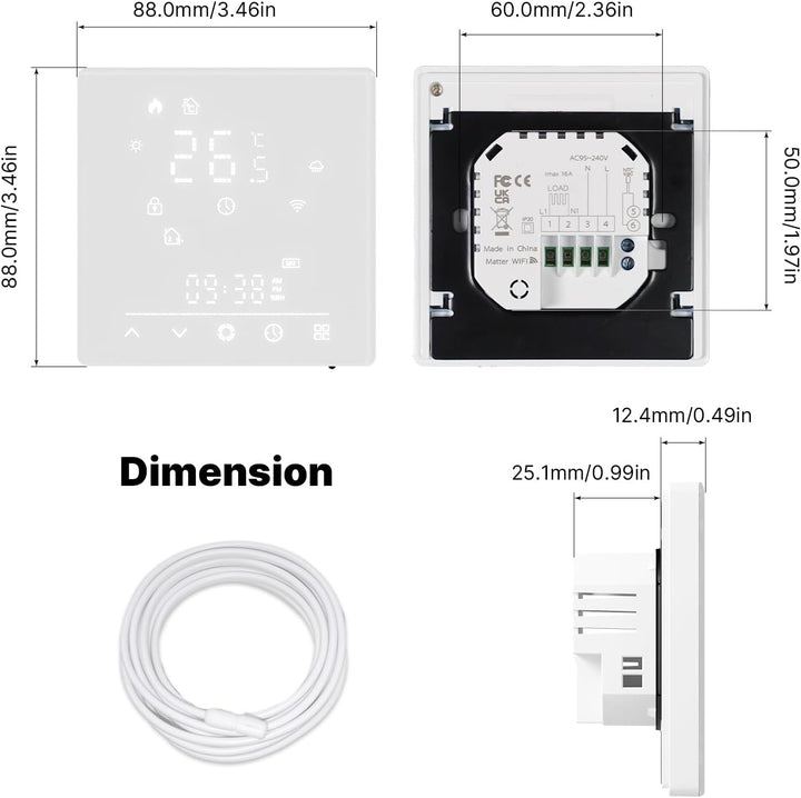 MOES Matter Smart Thermostat Fussbodenheizung Elektrisch, Raumthermostat Fussbodenheizung WLAN Progr