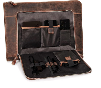 DONBOLSO® Notebook Sleeve London Leder für Damen und Herren Braun M, Braun M