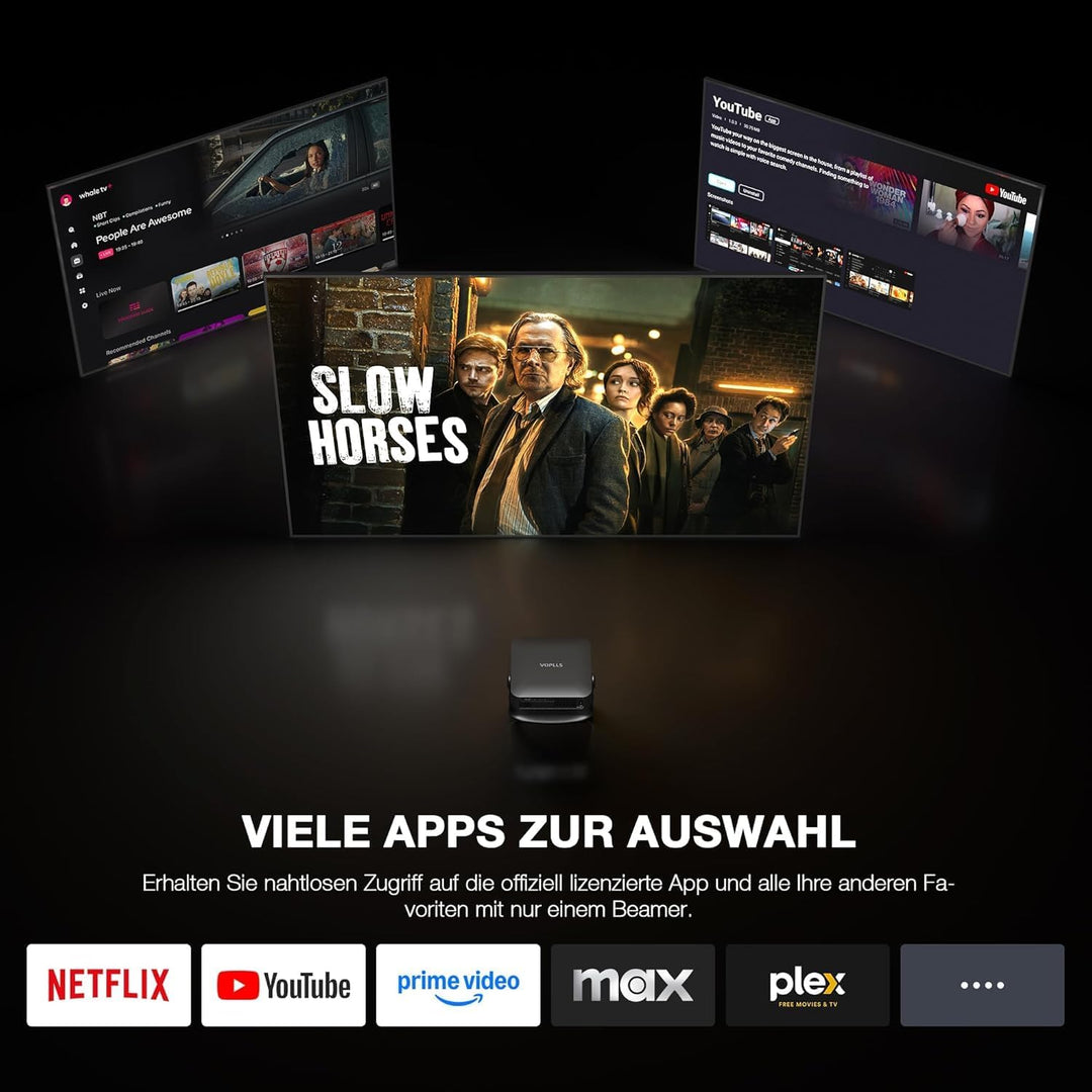 Smart Beamer【1000ANSI ＆ Offizielle App】 Mini Projektor mit Autofokus ＆ Trapezkorrektur, VOPLLS 1080P