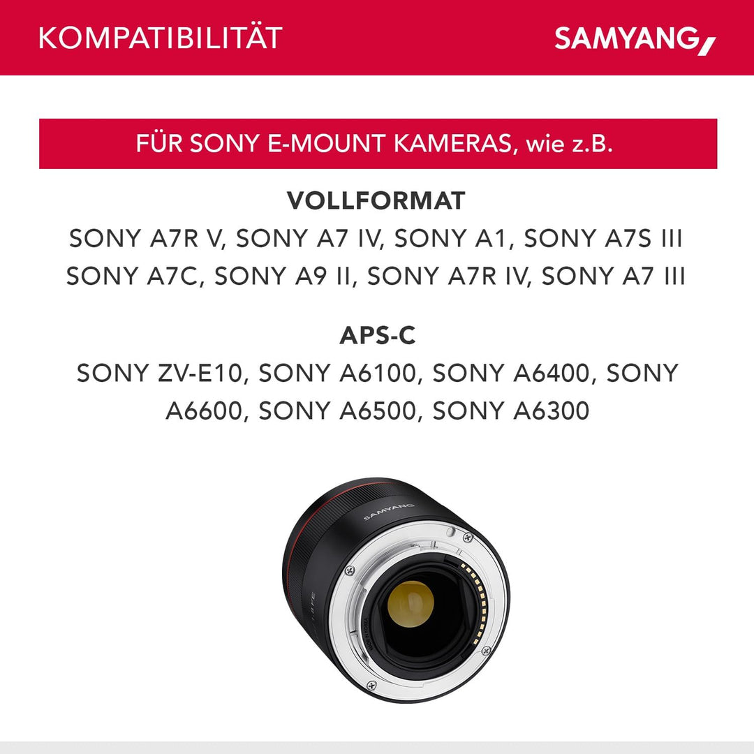 Samyang AF 45 mm F1.8 für Sony FE (Tiny but Premium) - Vollformat und APS-C Festbrennweite Autofokus