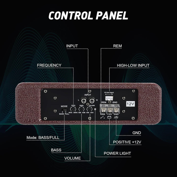8 Zoll 600W Subwoofer Auto Aktiv Untersitz Subwoofer mit Lautsprecher-Abschirmung und Klettverschlus
