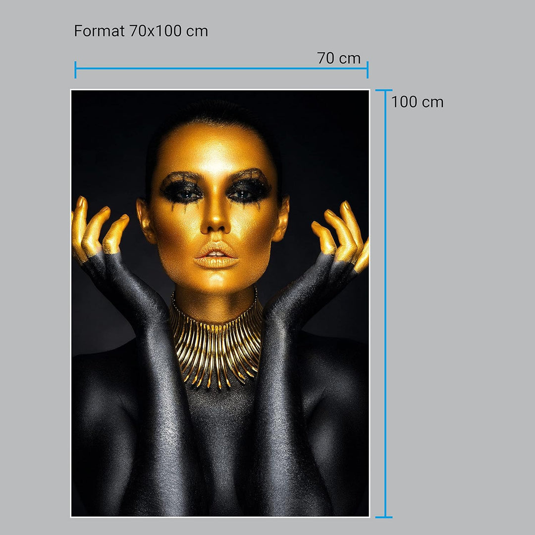 wandmotiv24 Poster als Wanddeko, Grösse 100x70cm, Gold Collection, Model mit goldenen Highlights, Sc