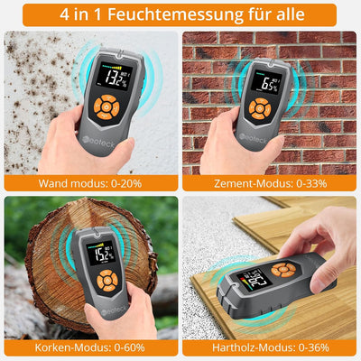 Neoteck Feuchtigkeitsmessgerät Wand Feuchtemessgerät Mauerwerk Feuchtigkeitsmesser für Wände, Trocke