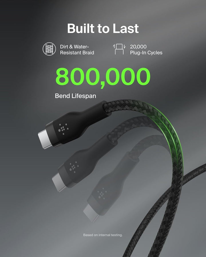 Belkin BoostCharge Pro Flex geflochtenes USB-C/USB-C-Ladekabel, USB-IF-zertifiziert zum Schnellladen