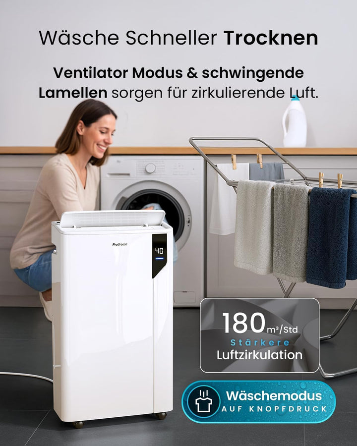 Pro Breeze Luftentfeuchter 20L in 24h Entfeuchtungsleistung - Luftentfeuchter elektrisch mit Wäschem