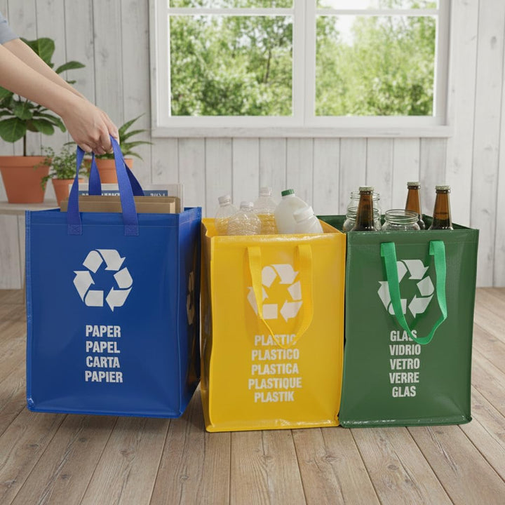3 Pack Recyclingbeutel - Mülltrennsystem 3fach - Mülltrennsysteme - Recycling Behälter - Altglas, Al