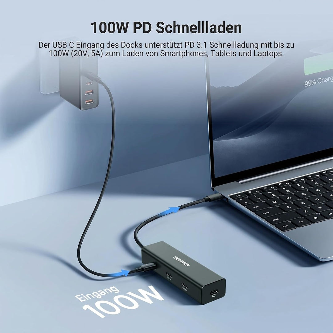NEEWER USB C Hub Dock mit Cold Shoe Mount, 4 in 1 USB 3.1 Gen2 Extender Multiport Adapter Dongle, 10