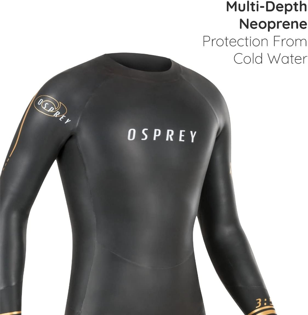 Osprey Herren WST0060 Trident, Triathlon-Sommer-Neoprenanzug, volle Länge, 3 mm Tri-Suit, Schwarz, S