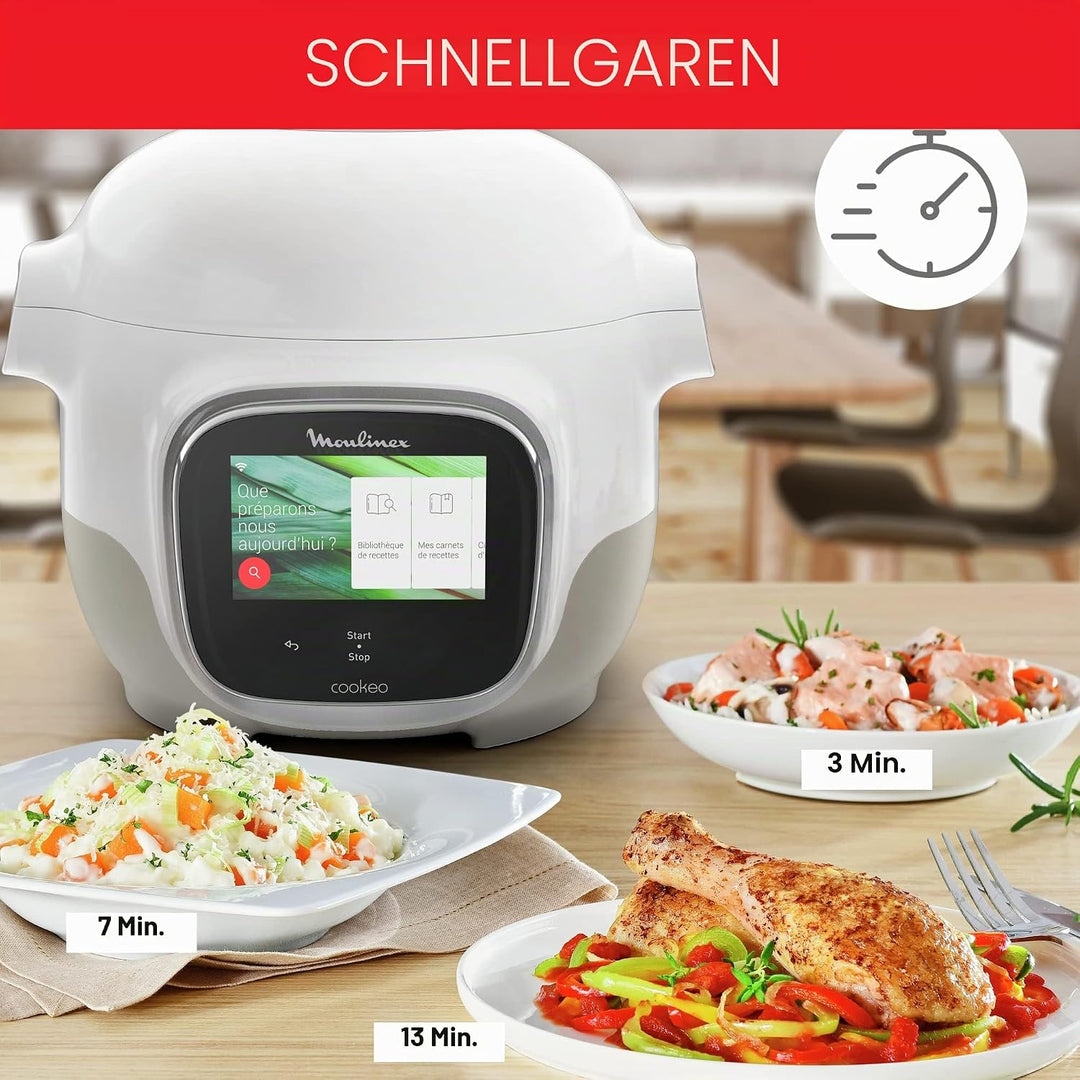 Moulinex Cookeo Touch Mini WiFi Multicooker, 2 l, ideal für 2 Personen, Hochdruckkocher, Konnektivit