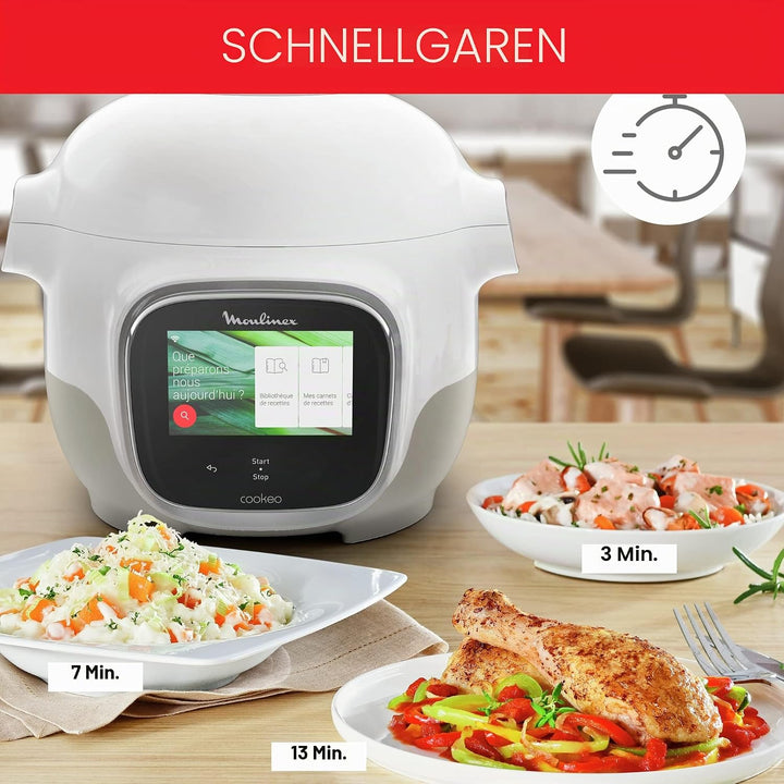 Moulinex Cookeo Touch Mini WiFi Multicooker, 2 l, ideal für 2 Personen, Hochdruckkocher, Konnektivit