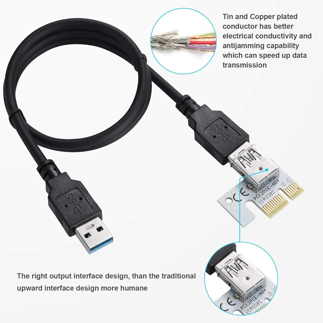 YABOANG PCIE Riser 1 x bis 16 x Grafikerweiterung für Bitcoin GPU Mining Powered Riser-Adapterkarte,