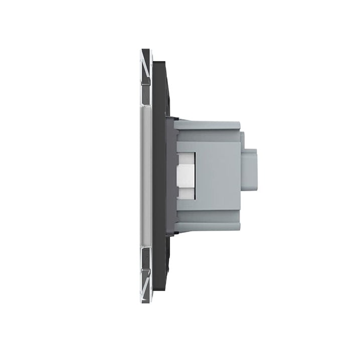 Kombination Design Glas Touch Lichtschalter 1 fach und Glas 1 fach Steckdose weiss