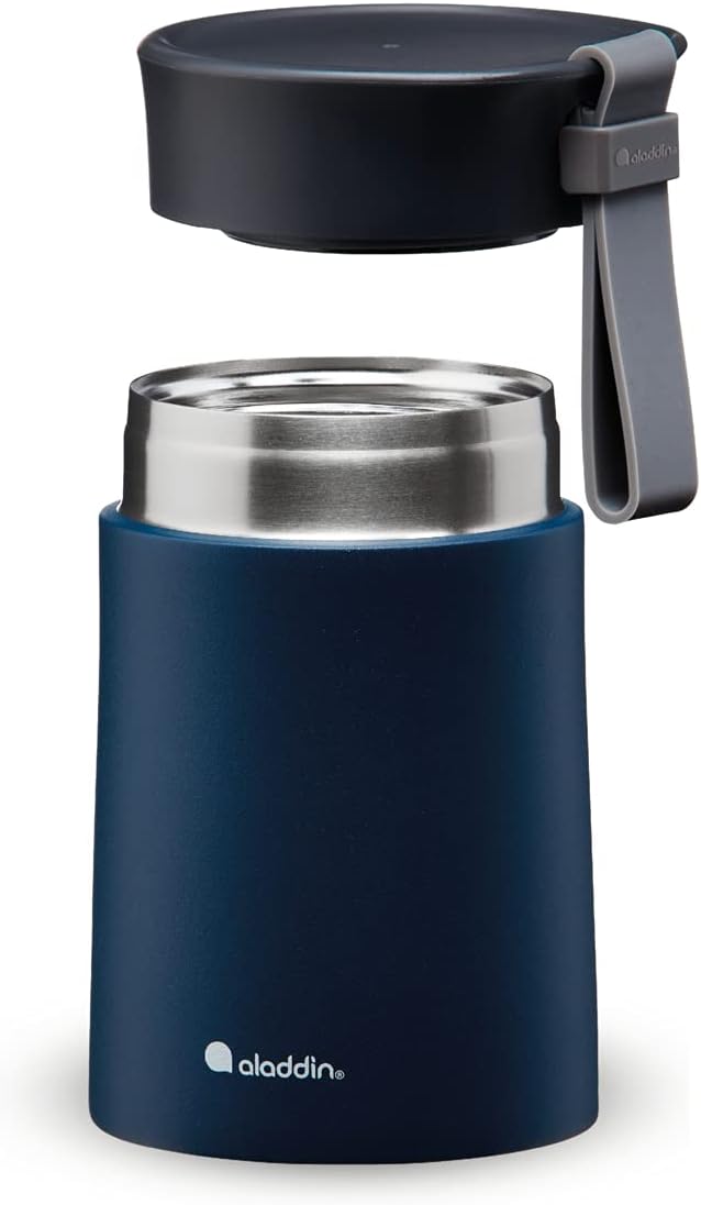 Aladdin Bistro Thermavac Stainless Steel Food Jar 0.4L Navy Blue – Keeps hot or cold for 5.5 Hours -
