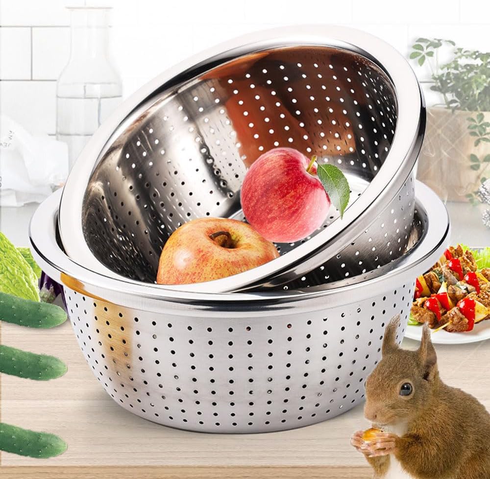 Esforzarse 2 Stück 22cm Edelstahl Eichhörnchen Futterhaus mit 8-Zoll-Entnehmbare Metallfutter-Schale