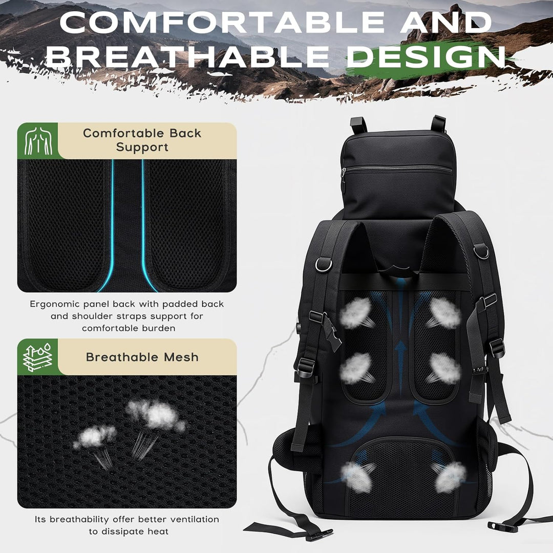 Wanderrucksack Herren Damen 90L Trekkingrucksack Reiserucksack Grosser Wasserdicht Wandern Rucksack
