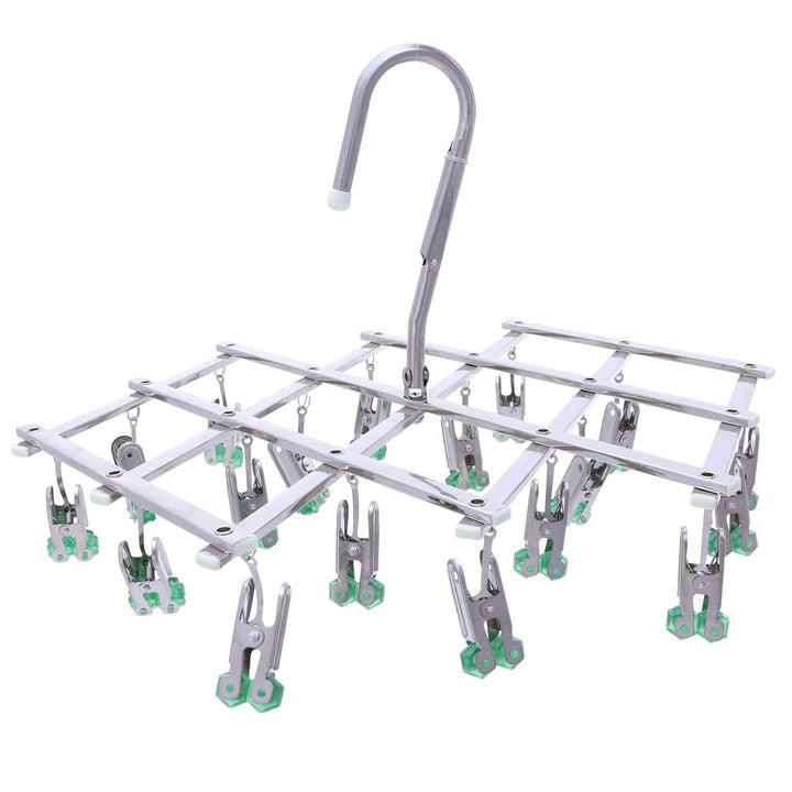 Drip Kleiderbügel,Edelstahl Trocknen Rack,Sockenaufhänger,Unterwäsche trockner,18 Wäscheklammern für