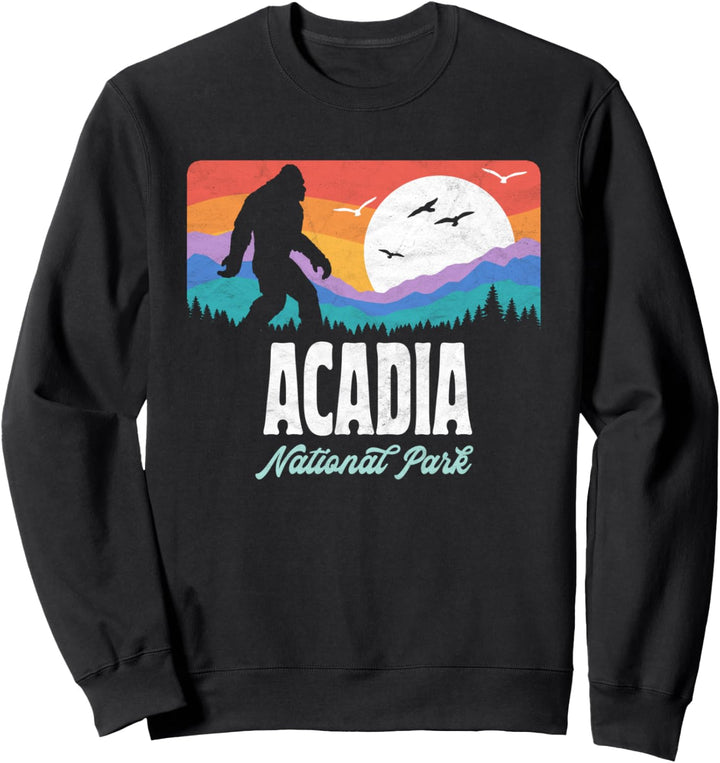 Acadia National Park Bigfoot & Maine Mountains Graphic Sweatshirt