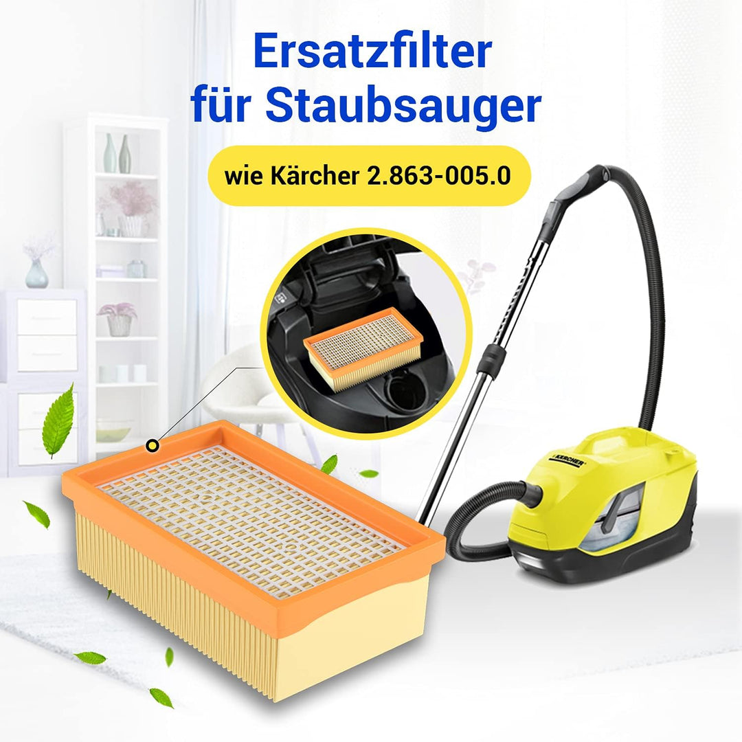 VIOKS 5x Flachfaltenfilter Staubsauger Filter Ersatz für Kärcher KFI 4410 2.863-005.0 28630050 MV4 M