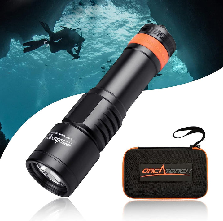 ORCATORCH D700 Tauchlicht 1700 Lumen Tauchlampe 150 m Tiefe Unterwasser Tauchlampe mit 21700 Grossba