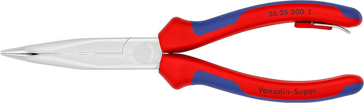 Knipex Flachrundzange mit Schneide (Storchschnabelzange) verchromt, mit Mehrkomponenten-Hüllen, mit