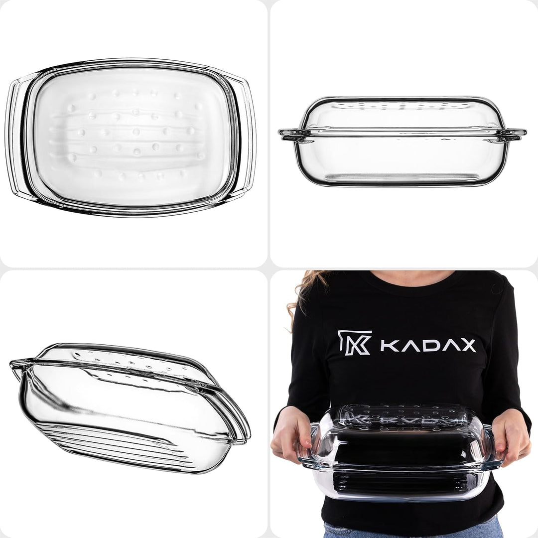 KADAX Glasbräter, Auflaufform mit Deckel aus hitzebeständigem Glas, feuerfestes Gefäss für Lasagne,