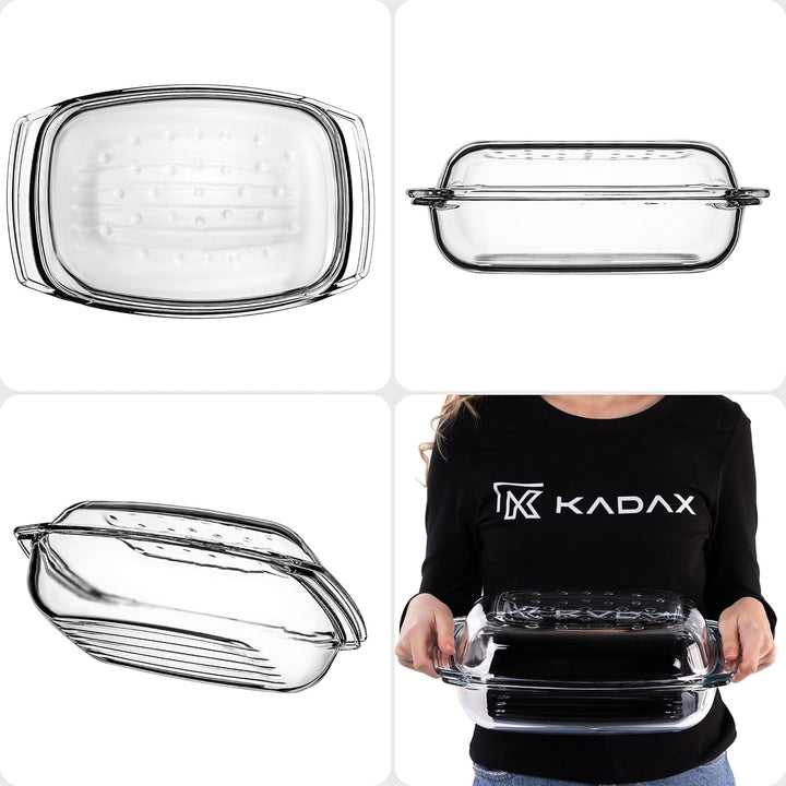 KADAX Glasbräter, Auflaufform mit Deckel aus hitzebeständigem Glas, feuerfestes Gefäss für Lasagne,