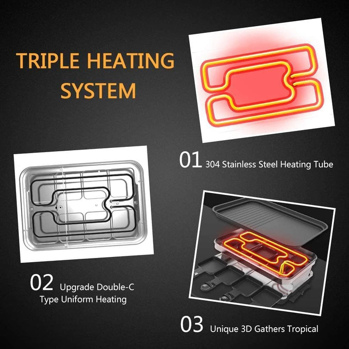 HengBO Raclette Grill für 6 8 10 Personen mit 8 Rraclette Pfannen 4 4 Holzspatel Antihaft-beschichte