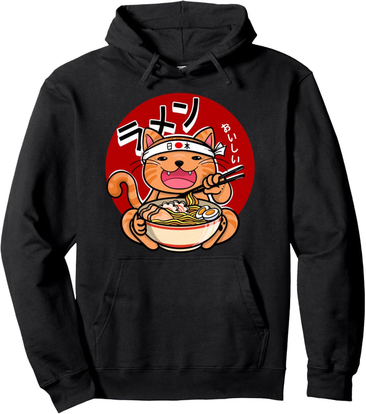 Japanische Ramen Nudeln Anime Lustige Japan Katze Pullover Hoodie