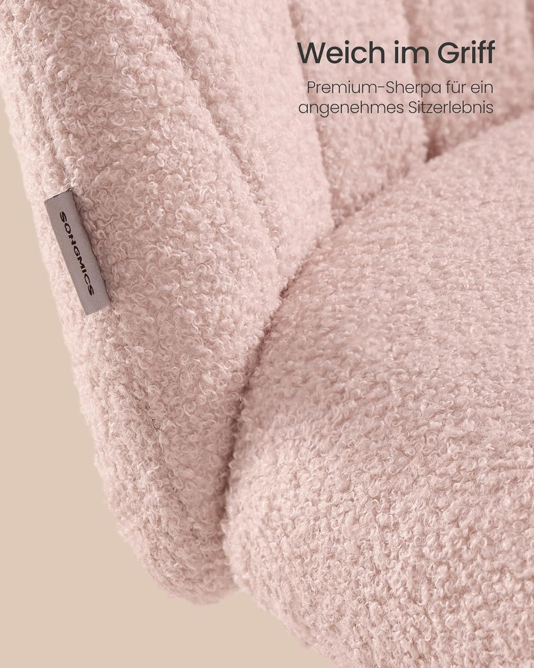 SONGMICS Homeoffice-Stuhl, Schminkstuhl aus Fleece, Schreibtischstuhl, Schaumstoffpolsterung, höhenv
