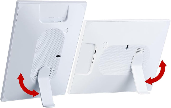 Somikon Digitaler Bilderrahmen: WLAN-Bilderrahmen mit 25,7 cm / 10,1" IPS-Touchdisplay, App, weiss (