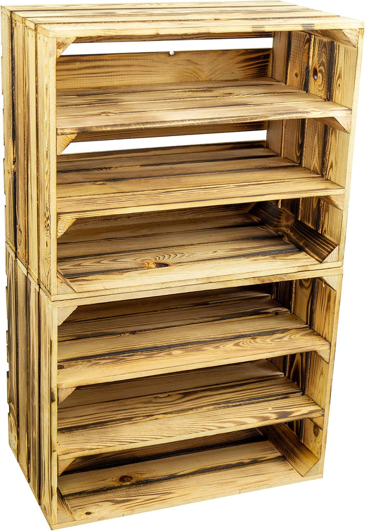 3 x Schuhschrank Schuhregal aus Holzkisten Schuhablage für 18 Paar Schuhe als Schuhständer Schuhaufb