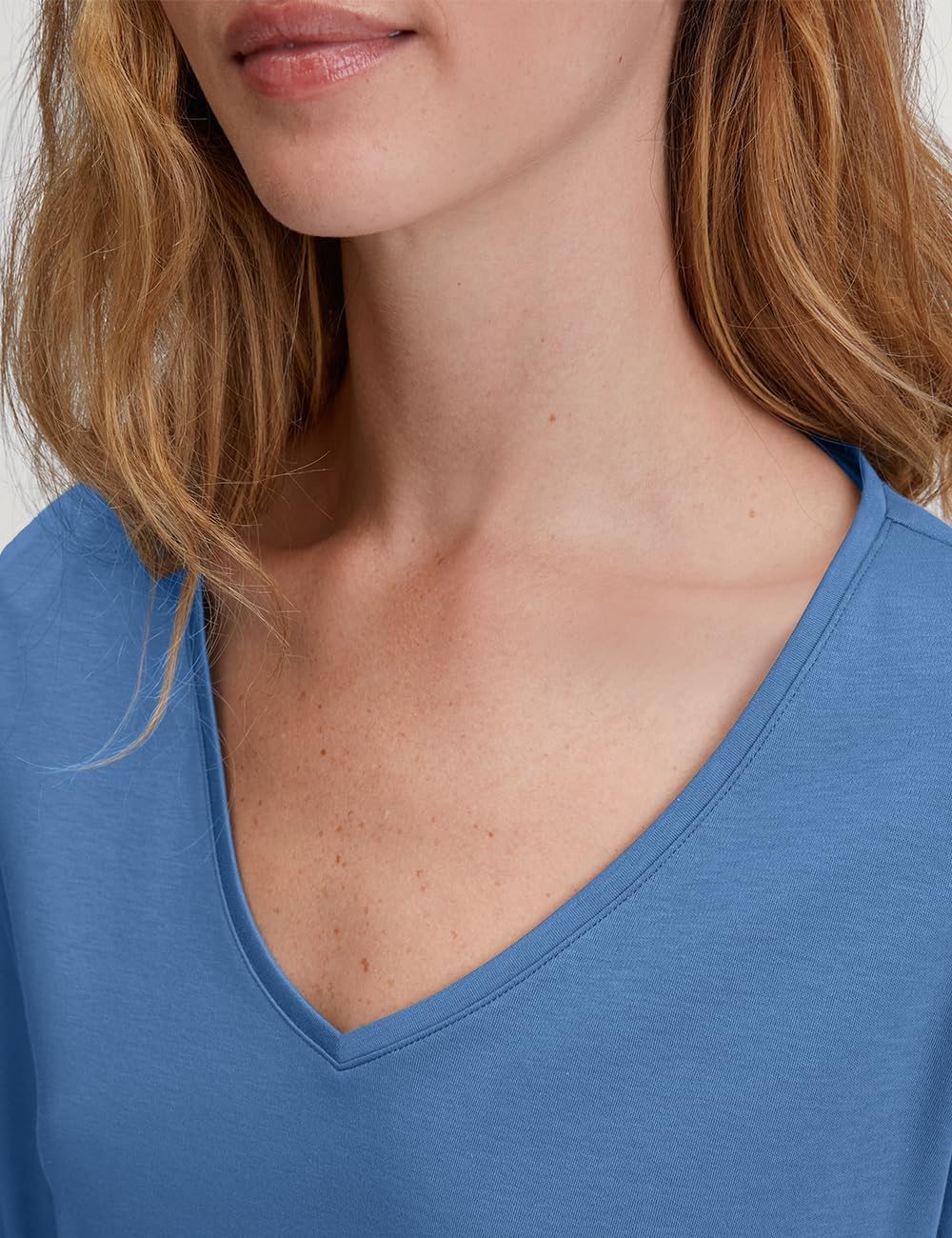 CALIDA Favourites Langarmshirt Damen, aus 100% Baumwolle, Dicker, wärmender Stoff 36-38 Riviera Blue