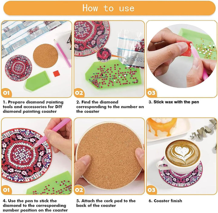 Muzagroo Art Van Gogh Diamond Painting Coasters Kits with Holder Coaster Art Kits for Beginners Diam