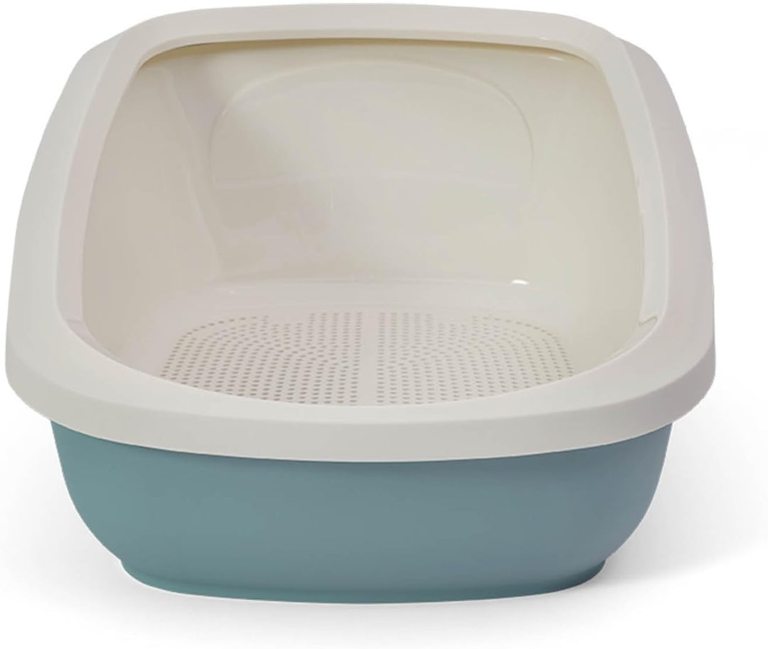 Katzentoilette PeeWee EcoGranda Katzenklo Schale offen Katzen WC inkl. 3kg Streu, Farbe: Taubenblau-