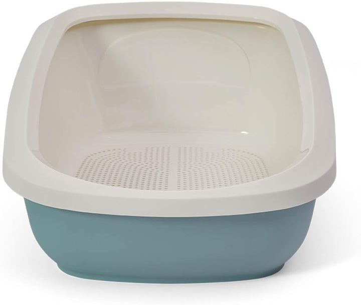 Katzentoilette PeeWee EcoGranda Katzenklo Schale offen Katzen WC inkl. 3kg Streu, Farbe: Taubenblau-