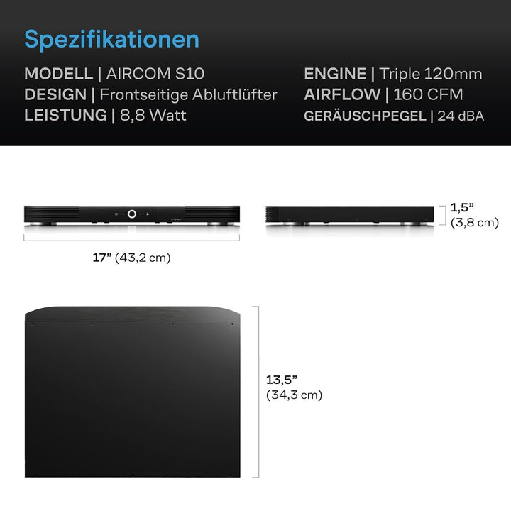 AC Infinity AIRCOM S10, leises Lüftersystem 17" (43 cm) für Receiver, Verstärker, DVR, AV Cabinet Ko