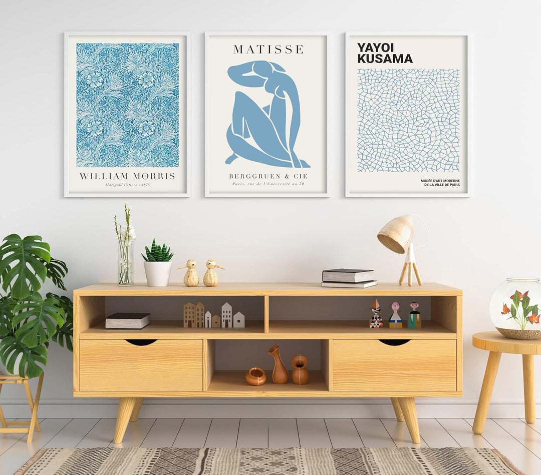 ag.art deco Poster Set Yayoi Kusama Matisse | 3 Stück 50x70cm | Gemälde Bild Bunte Linien Poster Sur