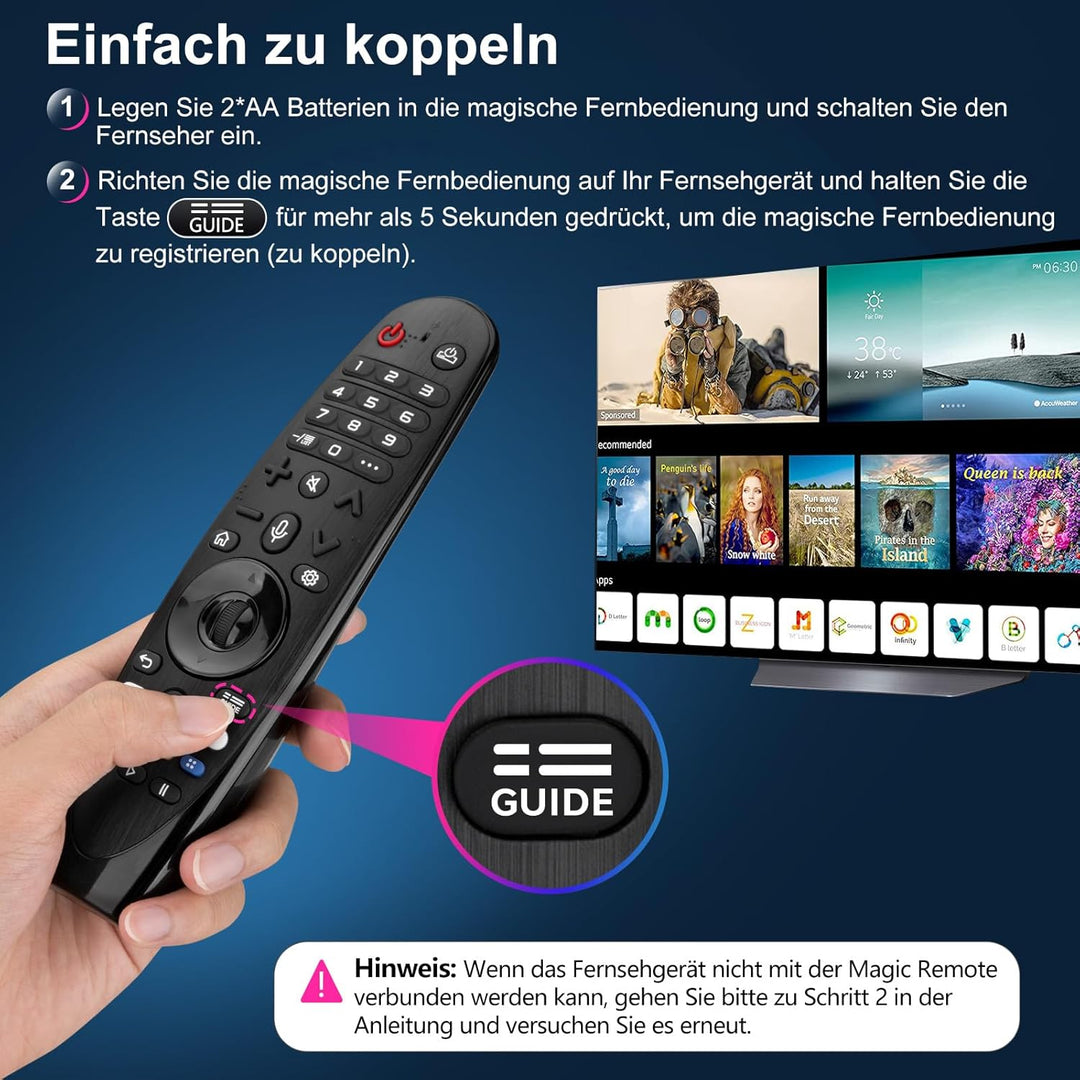 Voice Magic Fernbedienung für LG Fernseher UHD OLED QNED NanoCell 8K 4K Smart TVs, Magic Remote Ersa