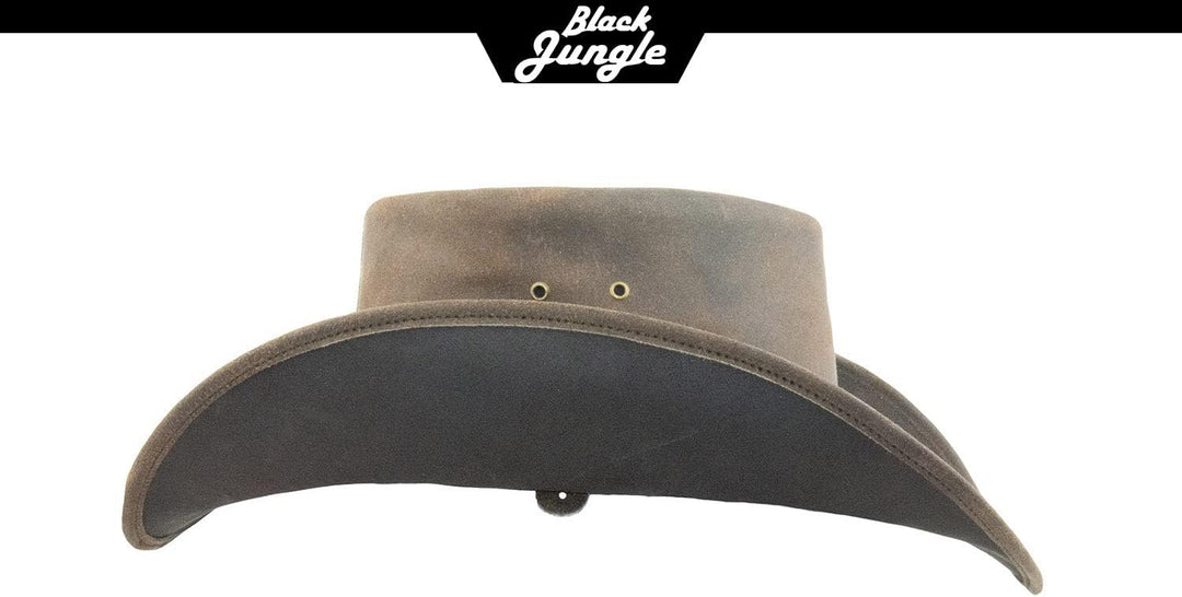 Ontario Outdoor Western Lederhut Australien Cowboy Lederhüte Reiterhut Unisex, S Braun/Schwarz