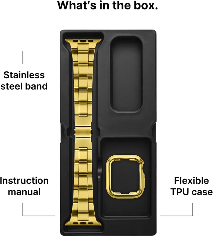 Fullmosa für Apple Watch 9 7 Armband 45mm Series 6 SE/SE2 44mm mit Uhrengehäuse, iwatch Armband Edel
