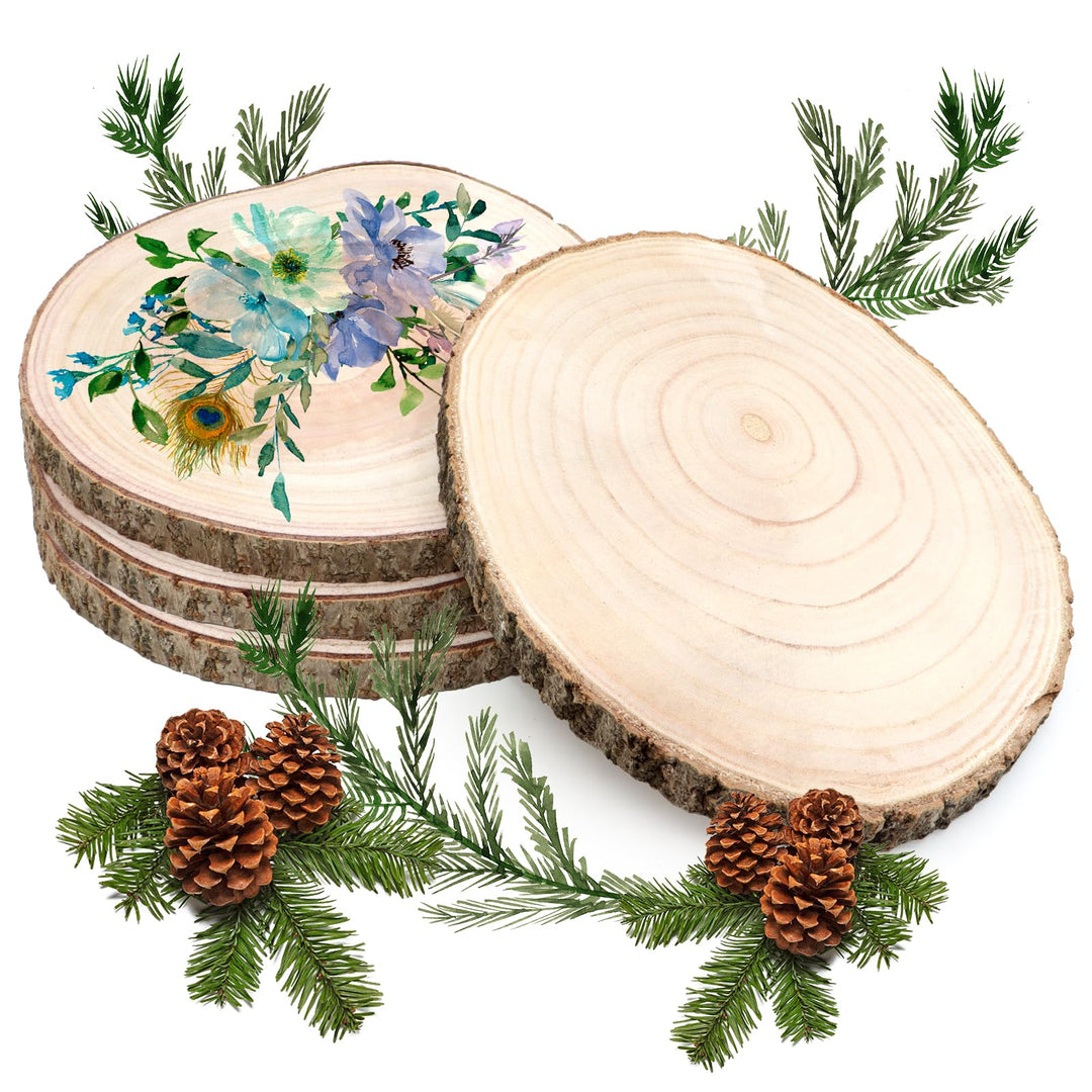 Holzscheiben 4 Stück, 18–20 cm und eine dicke von 15 mm Baumscheibe Holzplatte Rund für Tafelaufsätz