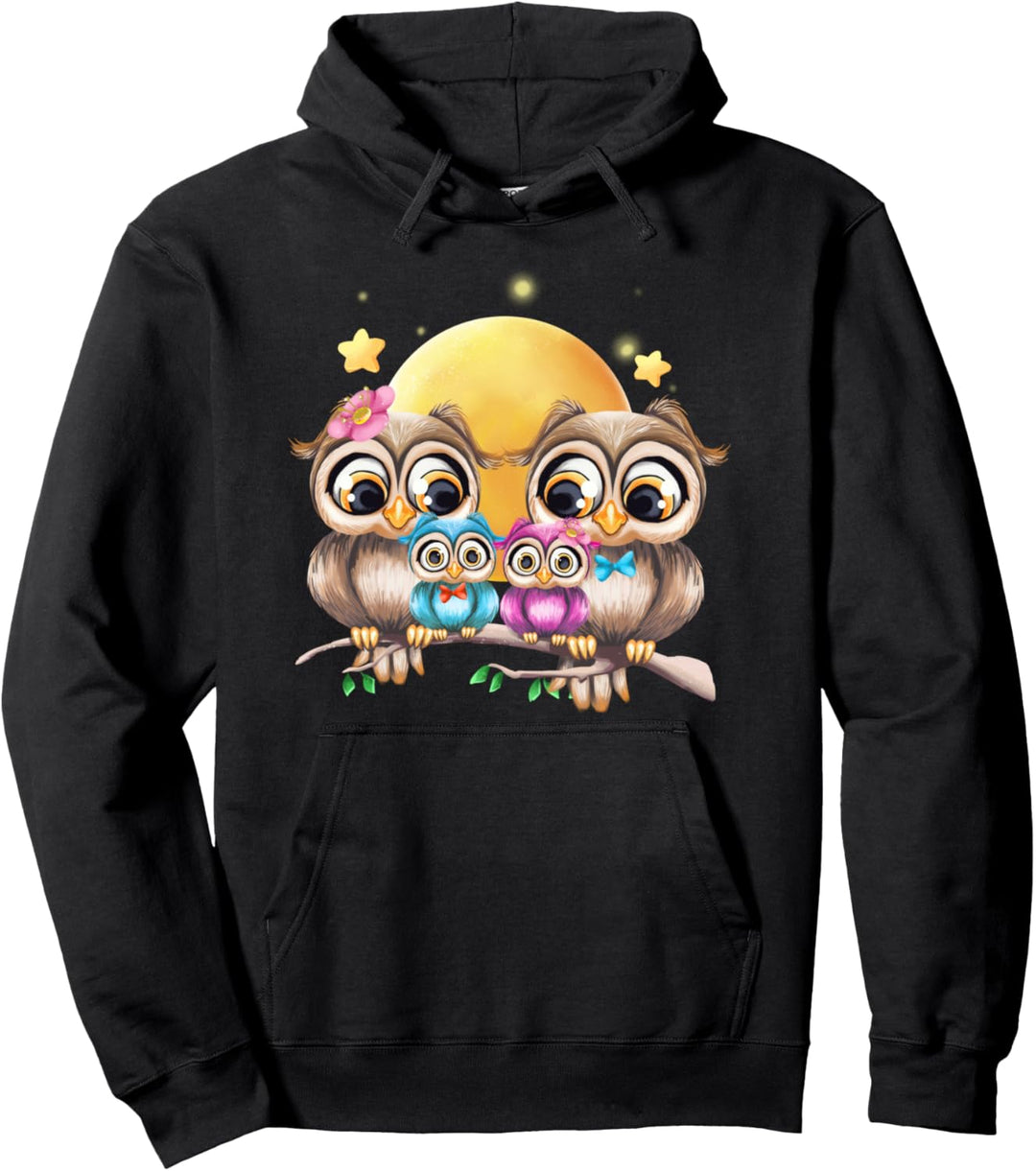 Süsse Eulen Familie Mutter Und Tochter Partnerlook Fun Eulen Pullover Hoodie