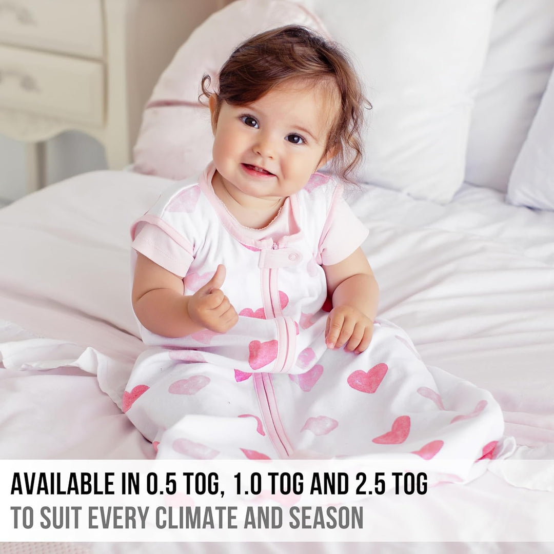 Baby-Schlafsack, 1,0 Tog, Bio-Baumwolle, tragbare Decke mit Zwei-Wege-Reissverschluss, Wickelübergan