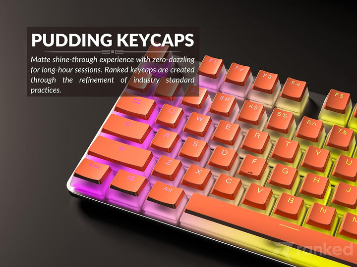 Ranked Pudding PBT-Tastenkappen | 112 Double Shot Transluzent ANSI US- und ISO-Layout | OEM-Profil f