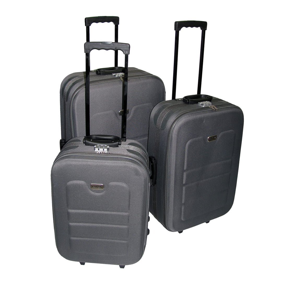 3er Set Teleskop Reisekofferset Kofferset Trolley Koffer Reisetasche Rollen Eva Polyester Grau